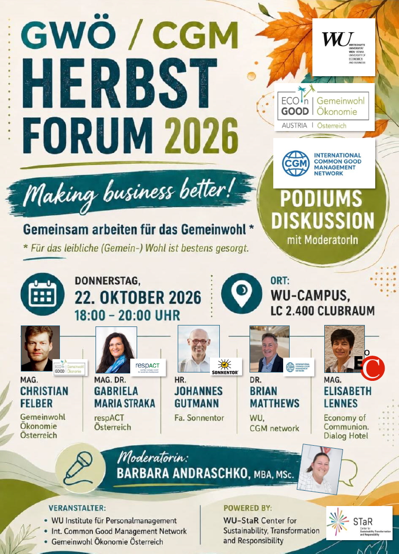 Gäste und Moderatorin beim GWÖ / CGM Herbst Forum 2026